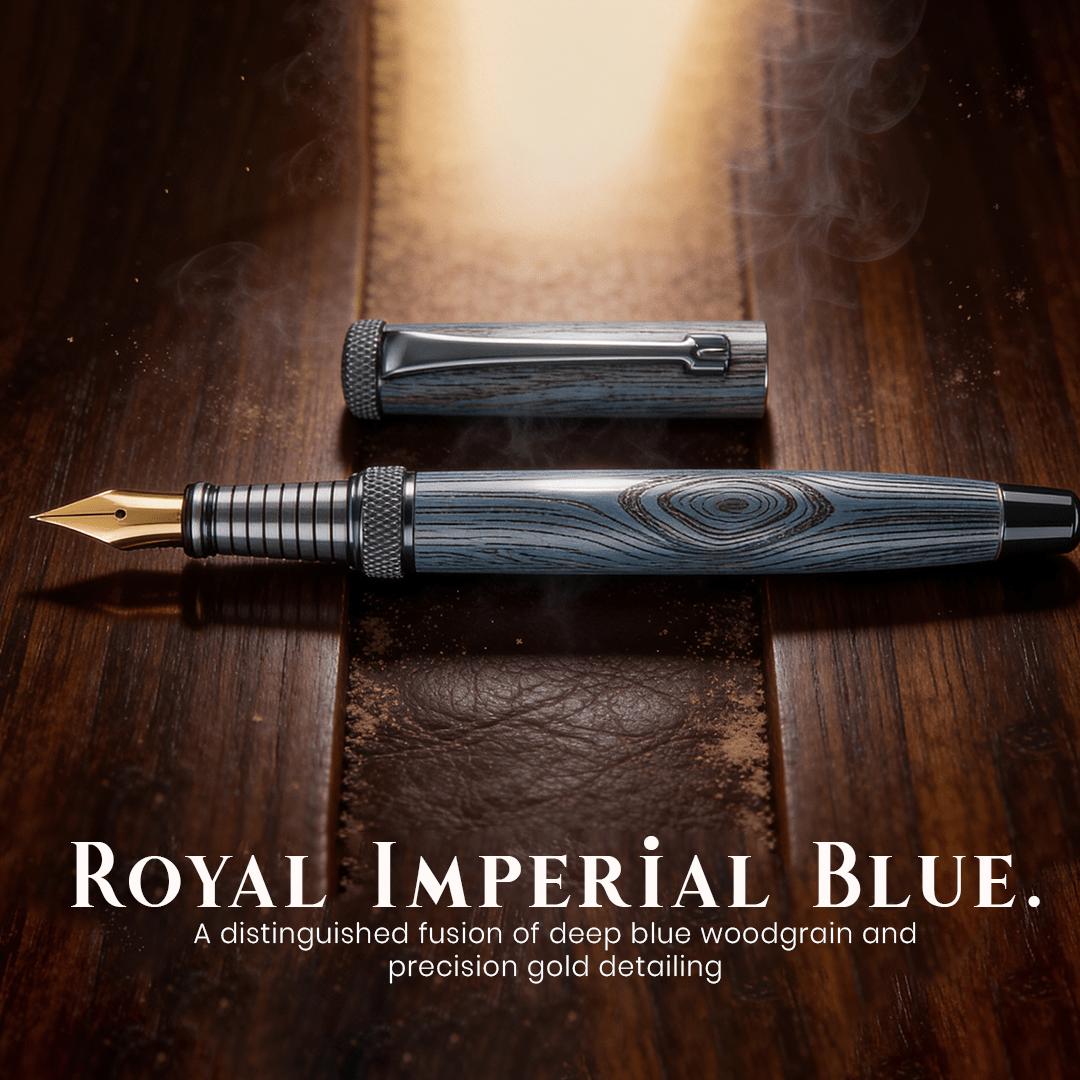 Personalised Woodwright Limited Edition Wooden Textured Metallic Fountain Pen - Set of 4 Fountain Pens - The Gifting Era