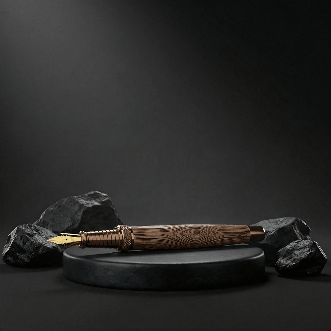 Personalised Woodwright Limited Edition Wooden Textured Metallic Fountain Pen - Set of 4 Fountain Pens - The Gifting Era