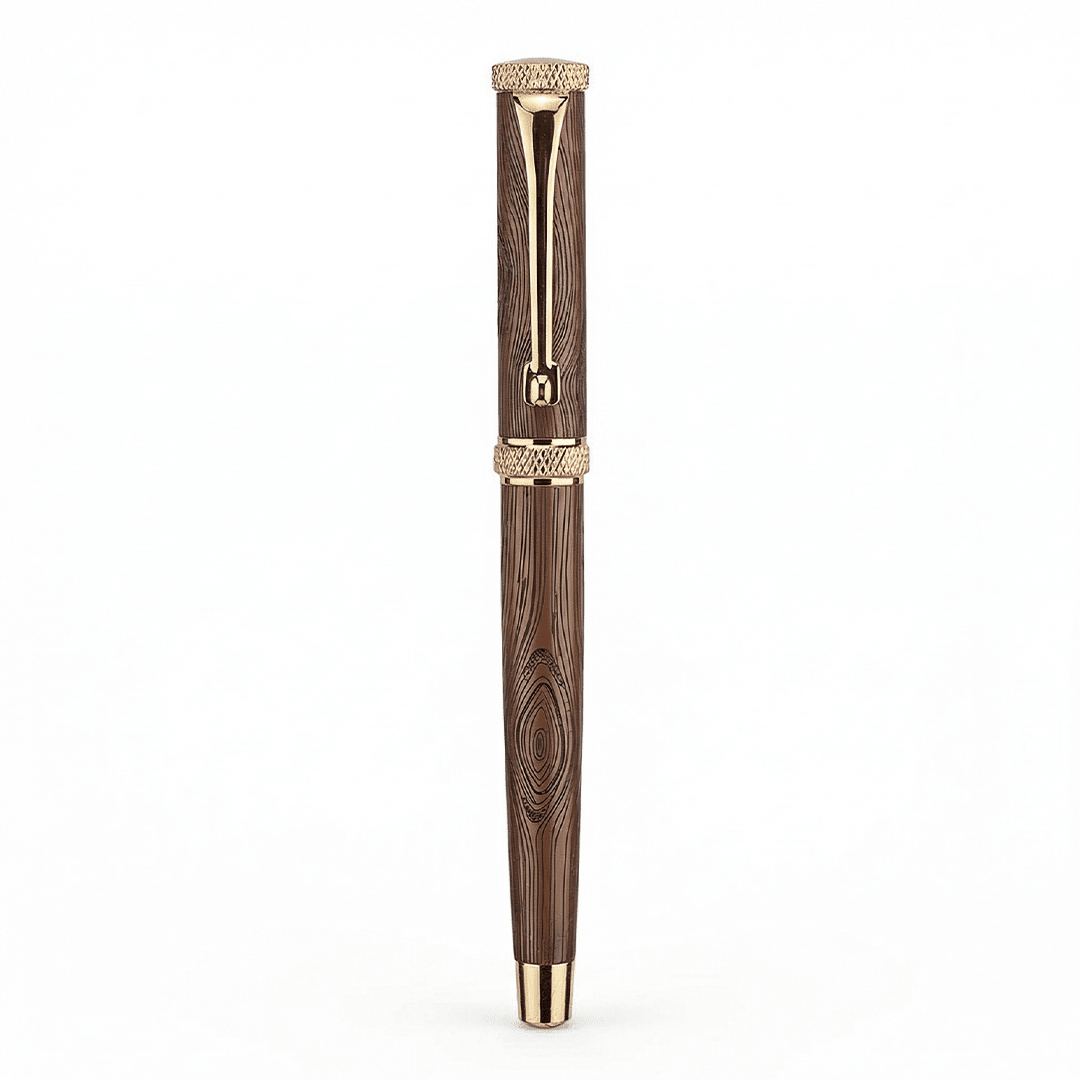 Personalised Woodwright Limited Edition Wooden Textured Metallic Fountain Pen - Set of 4 Fountain Pens - The Gifting Era