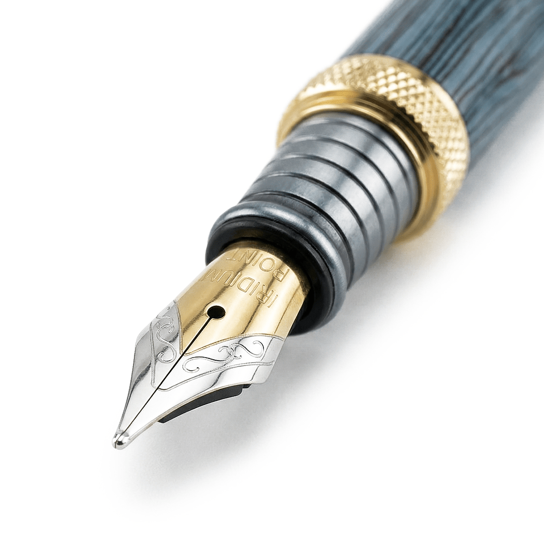 Personalised Woodwright Limited Edition Wooden Textured Metallic Fountain Pen - Set of 4 Fountain Pens - The Gifting Era