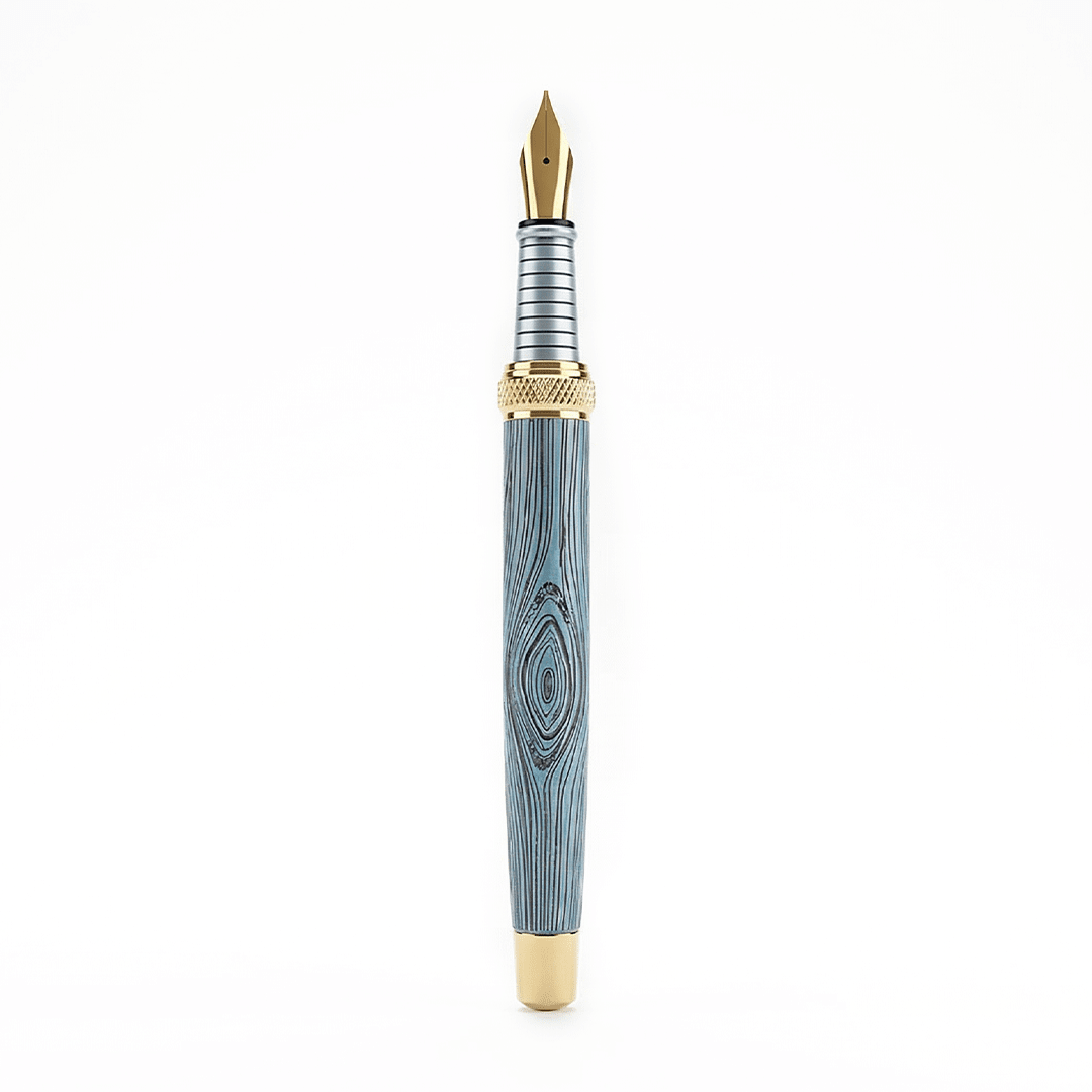 Personalised Woodwright Limited Edition Wooden Textured Metallic Fountain Pen - Set of 4 Fountain Pens - The Gifting Era