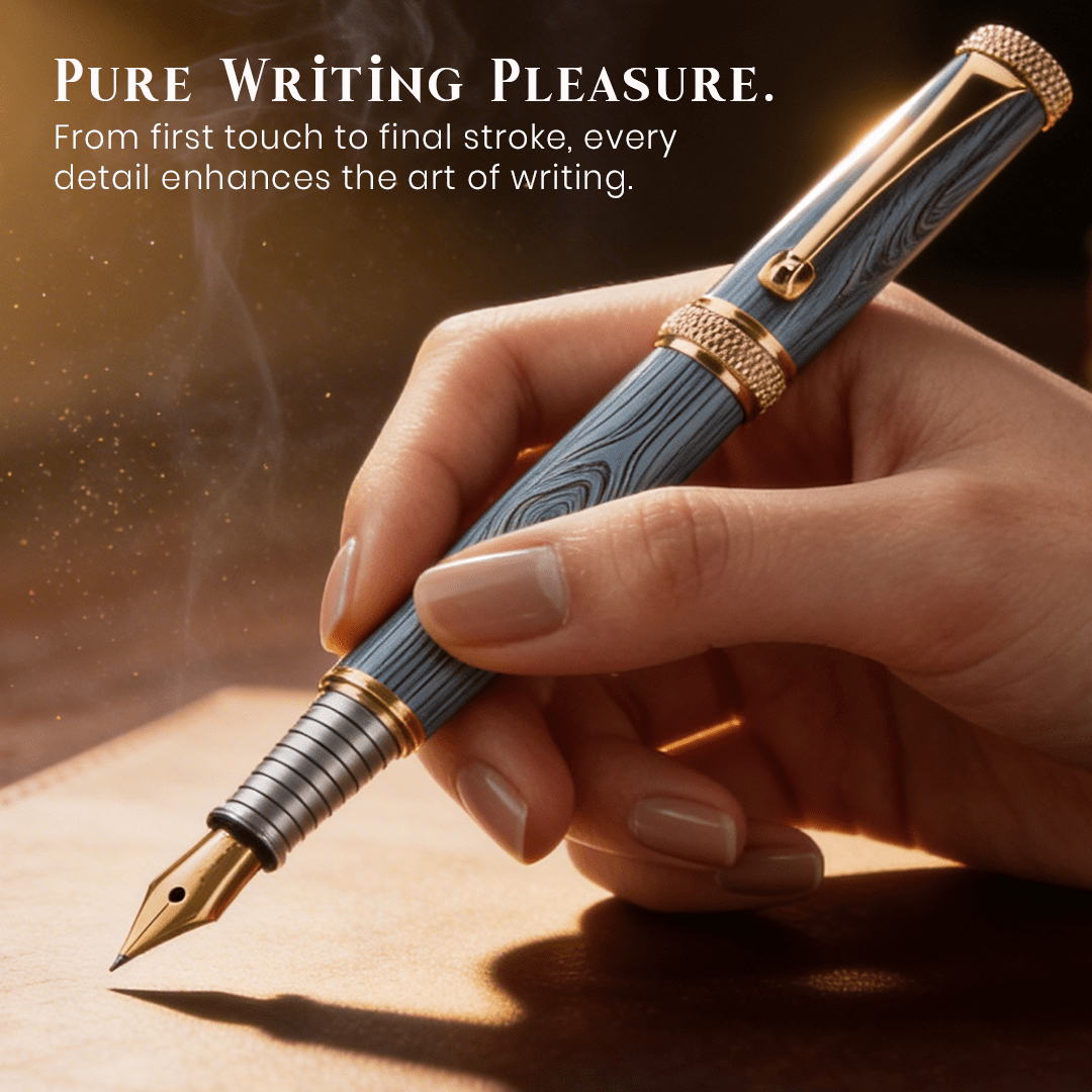 Personalised Woodwright Limited Edition Wooden Textured Metallic Fountain Pen - Set of 4 Fountain Pens - The Gifting Era