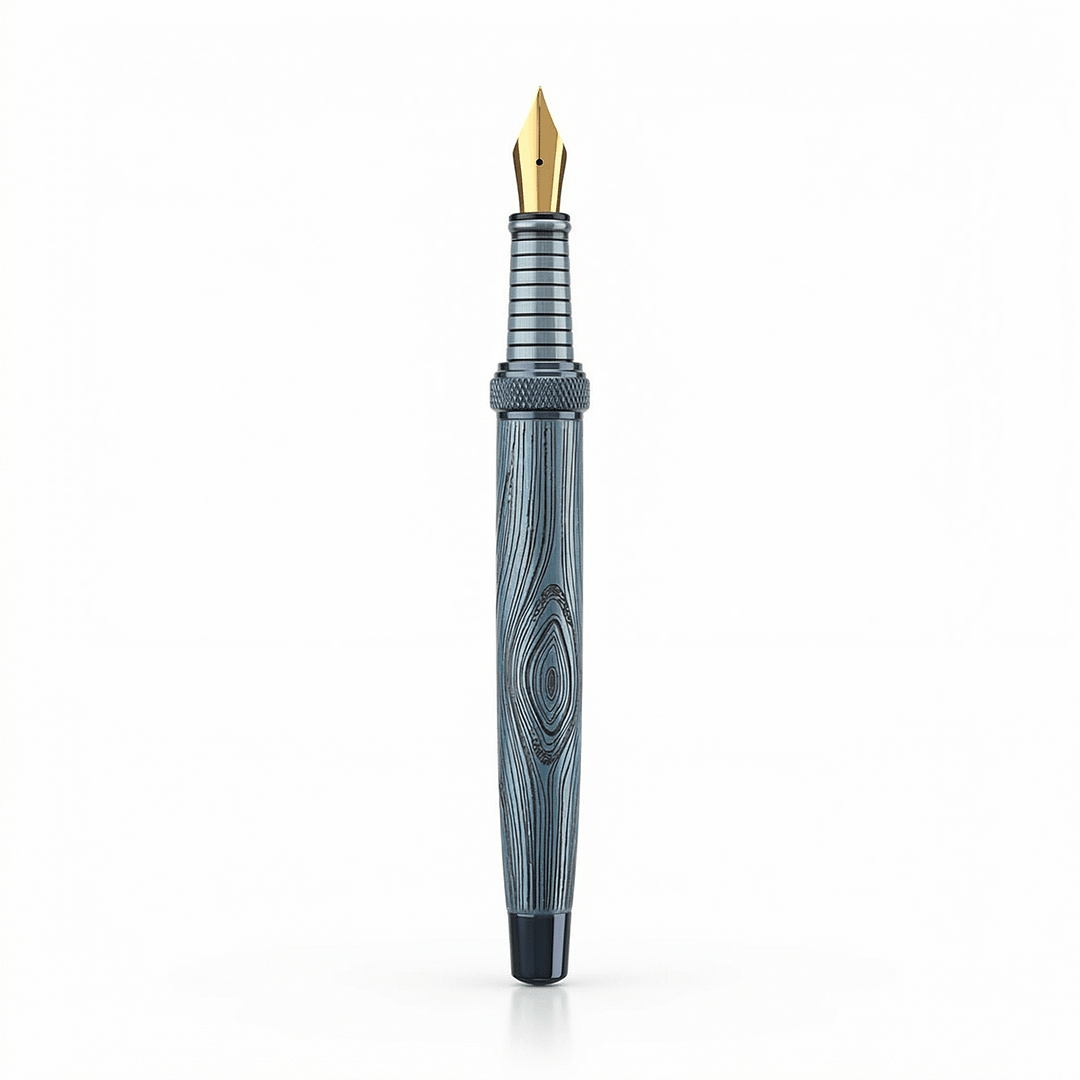 Personalised Woodwright Limited Edition Wooden Textured Metallic Fountain Pen - Set of 4 Fountain Pens - The Gifting Era