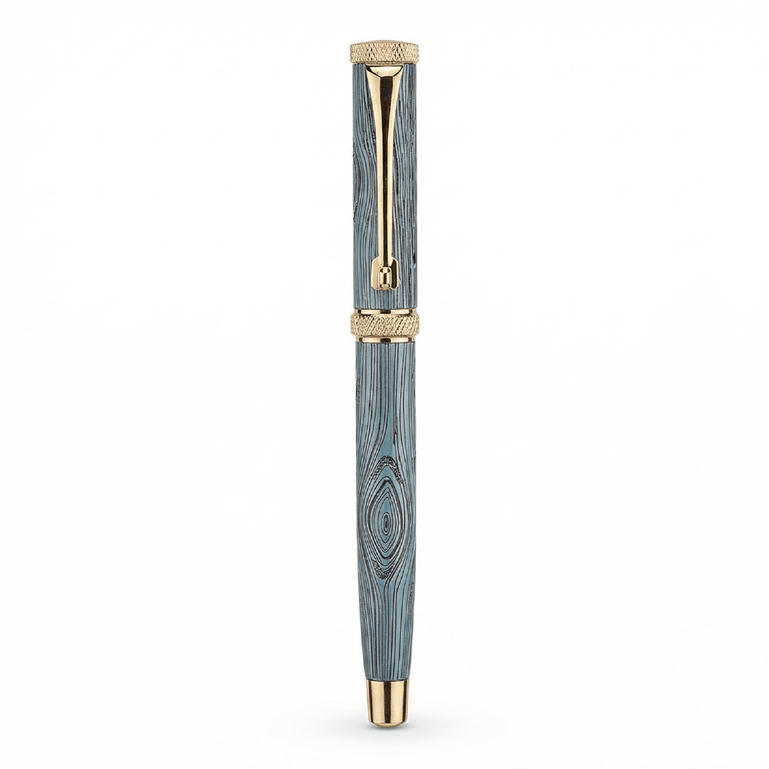 Personalised Woodwright Limited Edition Wooden Textured Metallic Fountain Pen - Set of 4 Fountain Pens - The Gifting Era