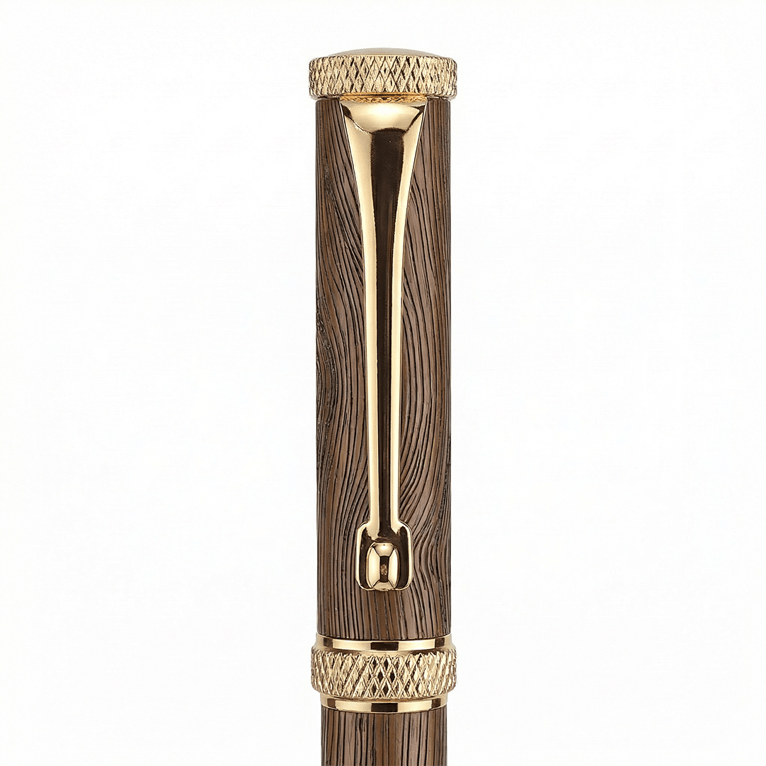 Personalised Woodwright Limited Edition Wooden Textured Metallic Fountain Pen - Set of 4 Fountain Pens - The Gifting Era