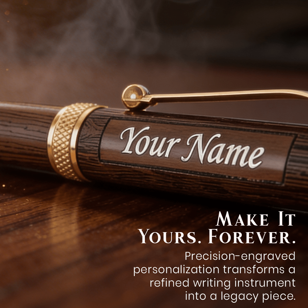 Personalised Woodwright Limited Edition Wooden Textured Metallic Fountain Pen - Set of 4 Fountain Pens - The Gifting Era