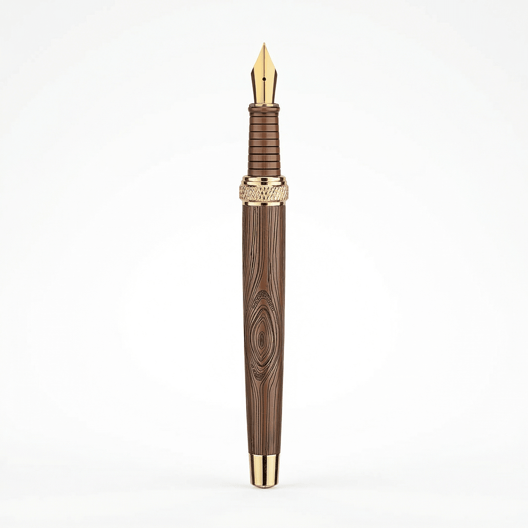 Personalised Woodwright Limited Edition Wooden Textured Metallic Fountain Pen - Set of 4 Fountain Pens - The Gifting Era