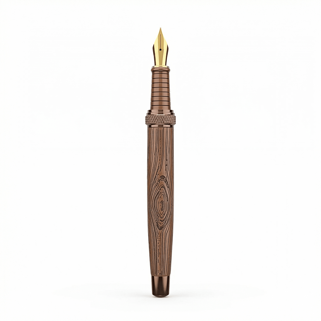 Personalised Woodwright Limited Edition Wooden Textured Metallic Fountain Pen - Set of 4 Fountain Pens - The Gifting Era