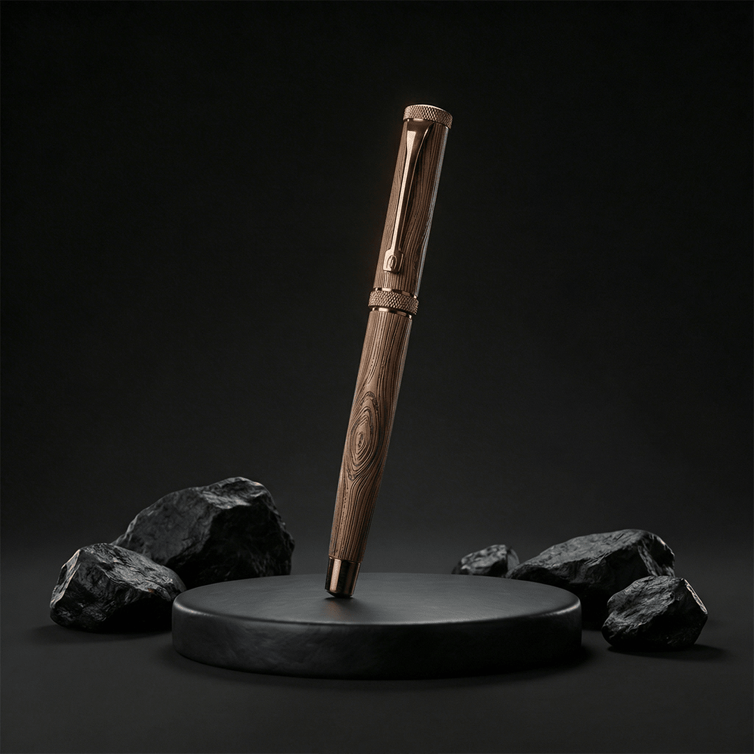 Personalised Woodwright Limited Edition Wooden Textured Metallic Fountain Pen - Set of 4 Fountain Pens - The Gifting Era