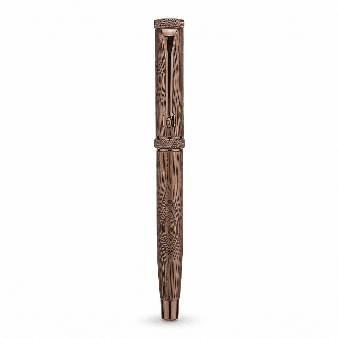 Personalised Woodwright Limited Edition Wooden Textured Metallic Fountain Pen - Set of 4 Fountain Pens - The Gifting Era