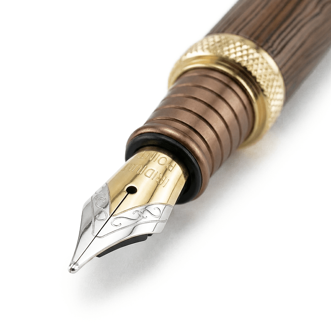 Personalised Woodwright Limited Edition Wooden Textured Metallic Fountain Pen - Set of 4 Fountain Pens - The Gifting Era