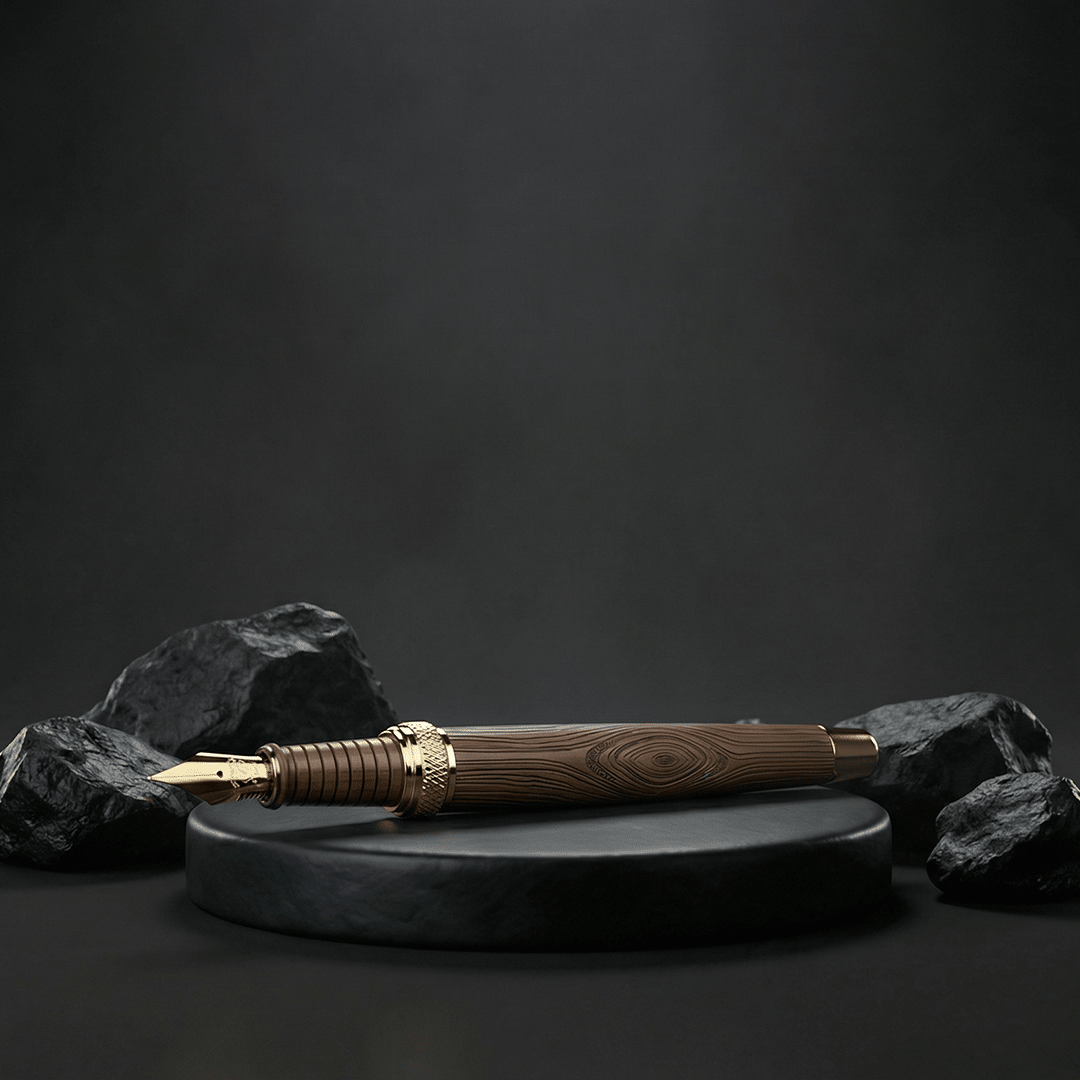 Personalised Woodwright Limited Edition Wooden Textured Metallic Fountain Pen - Set of 4 Fountain Pens - The Gifting Era