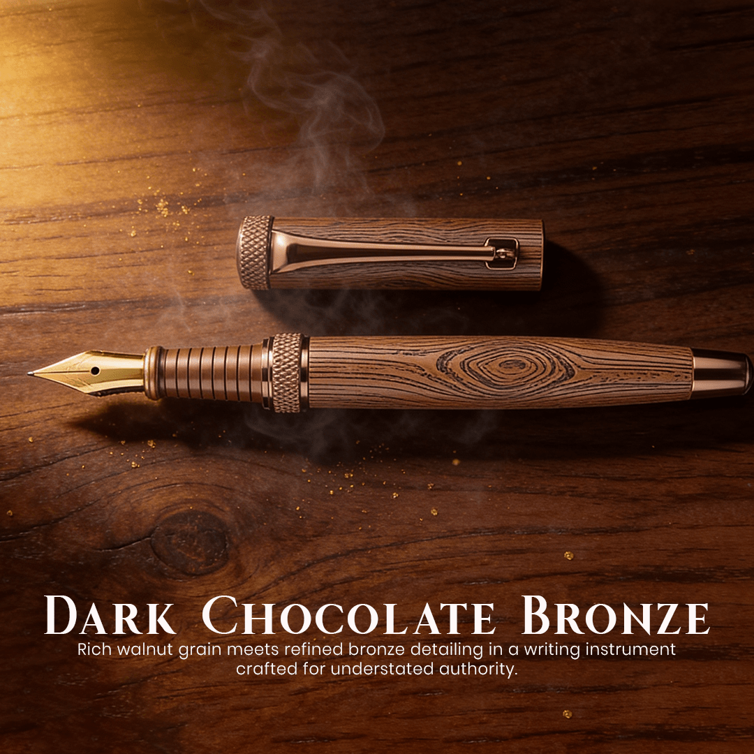 Personalised Woodwright Limited Edition Wooden Textured Metallic Fountain Pen - Set of 4 Fountain Pens - The Gifting Era