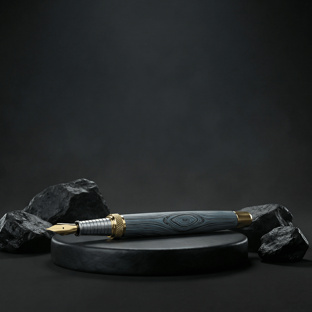 Personalised Woodwright Limited Edition Wooden Textured Metallic Fountain Pen - Set of 4 Fountain Pens - The Gifting Era