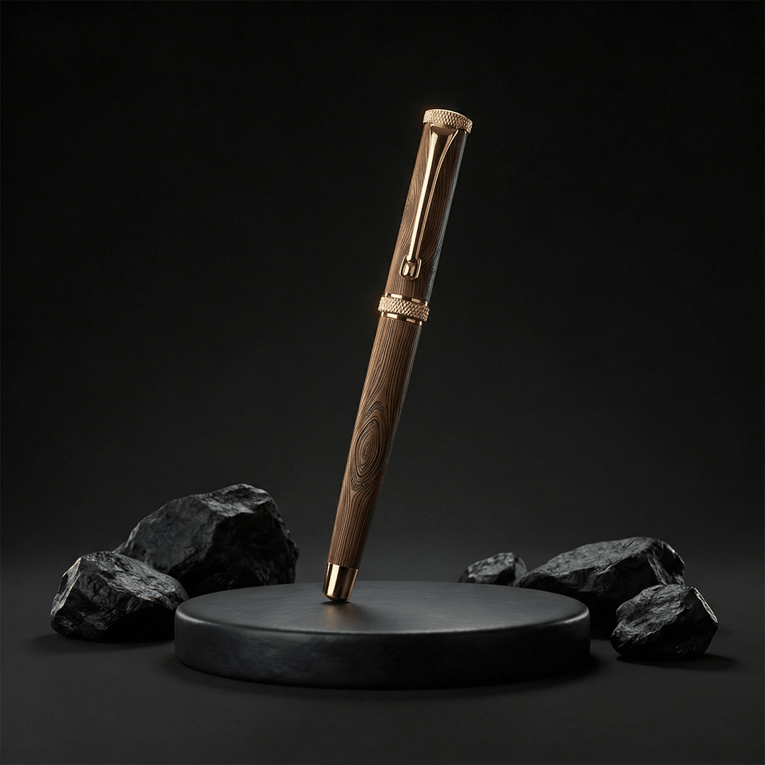 Personalised Woodwright Limited Edition Wooden Textured Metallic Fountain Pen - Set of 4 Fountain Pens - The Gifting Era