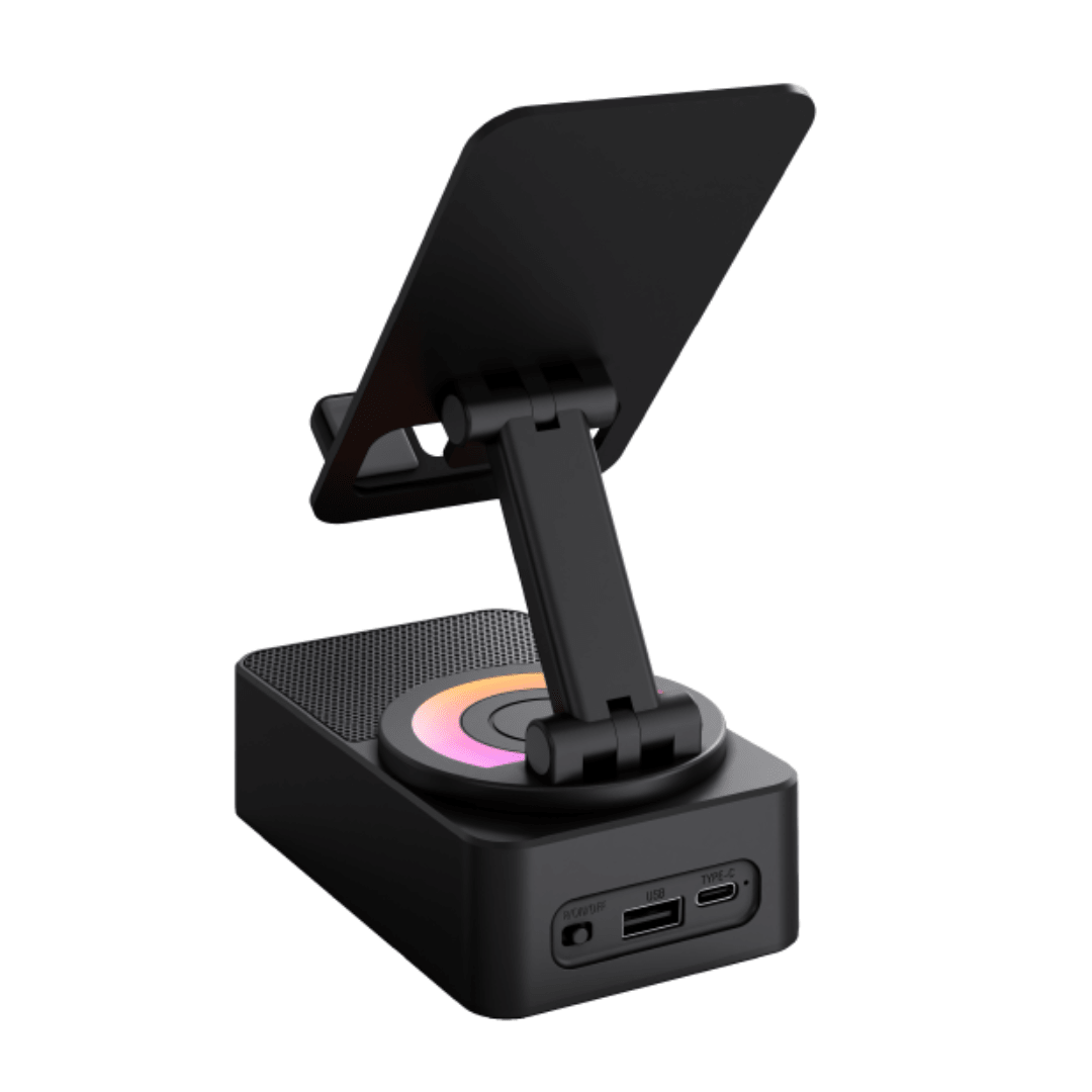 Premium 360° Smart Rotating Mobile Stand with 1500 mAH Wireless Bluetooth Speaker & Ambient RGB Led Light - The Gifting Era