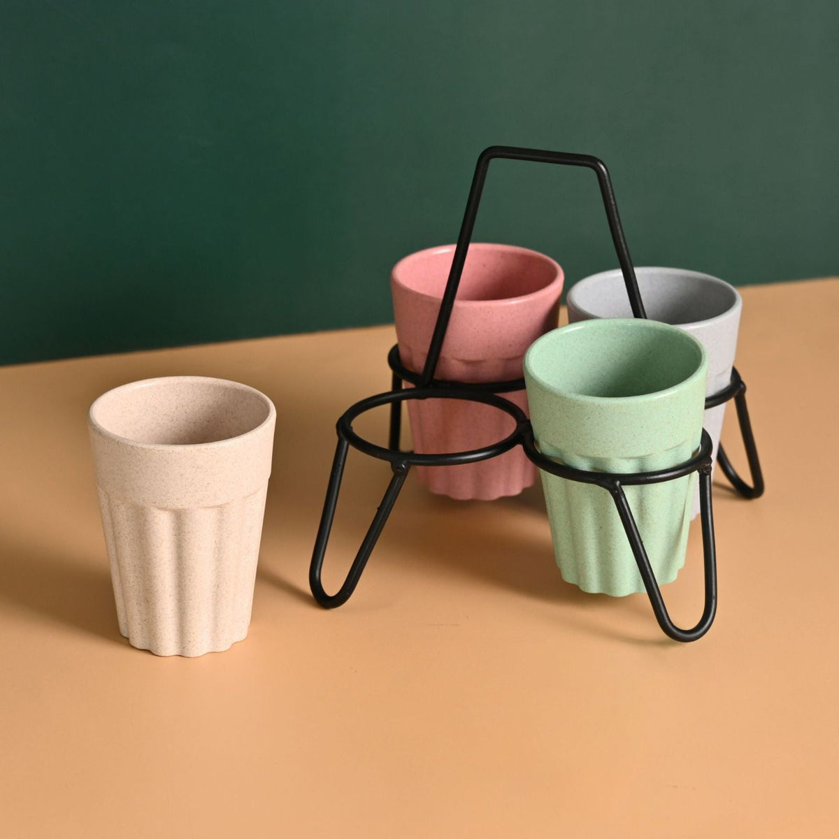 Premium Unbreakable Cutting Chai Cups with Serving Stand - The Gifting Era