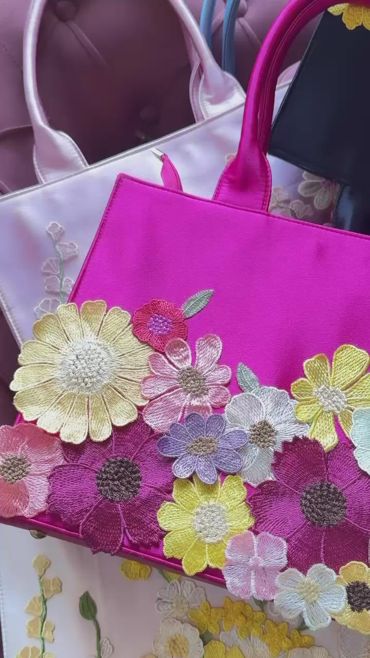 Personalised Premium Handcrafted Bloom Floral Satin Hand Bag - Limited Edition