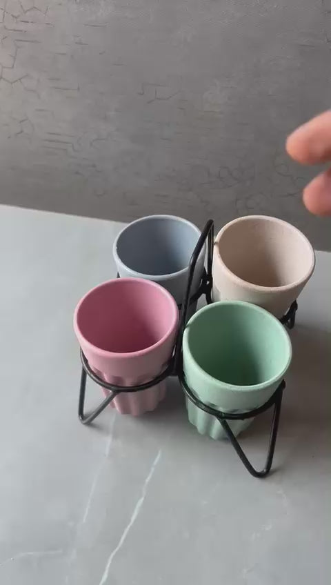 Premium Unbreakable Cutting Chai Cups with Serving Stand
