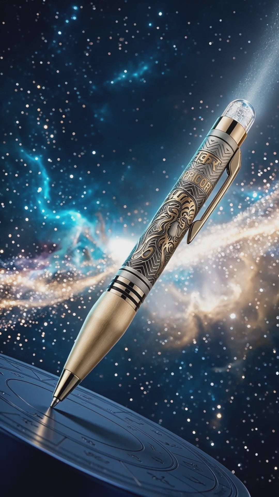 Personalised Capricorn / मकर Zodiac Engraved Premium Metal Twist Ball Pen with Crystal Top