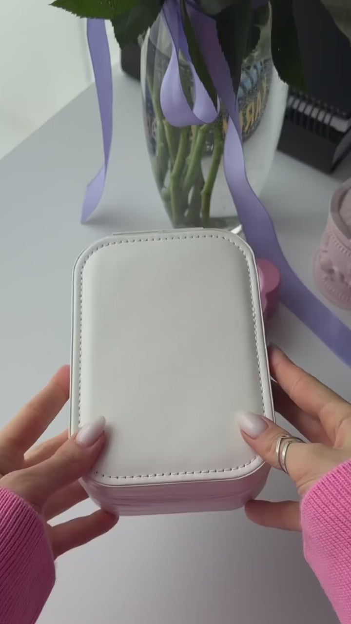 Personalised Monogram Jewellery & Makeup Organiser Vanity Box with Rechargeable Touch Sensor Led Mirror - 3 Light Mode
