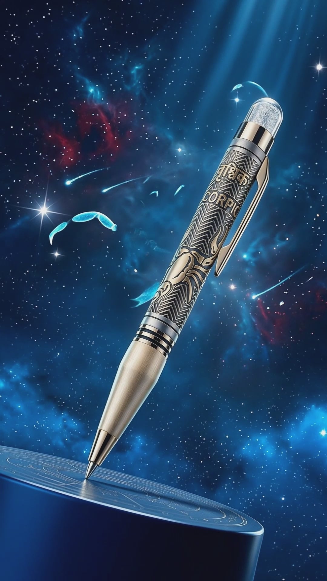 Personalised Scorpio / वृश्चिक Zodiac Engraved Premium Metal Twist Ball Pen with Crystal Top