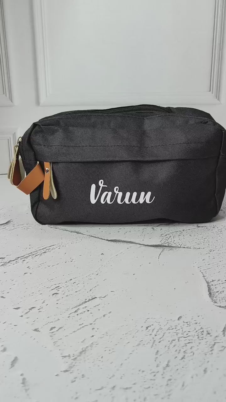 Personalised Toiletry Organizer 3 Zipper Cotton Pouch - The Gifitng Era
