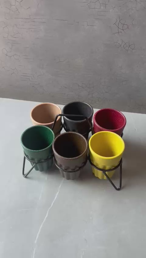 Premium Unbreakable Cutting Chai Cups with Serving Stand