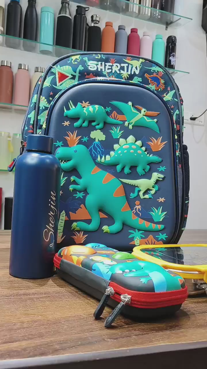 Personalised Kids Dinosaur Theme Premium School Bag Hamper (VA239 - VA241) - The Gifting Era