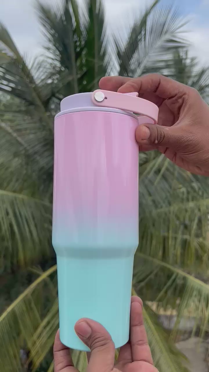 Personalised Dual Shade Stanley Vacuum Sipper Tumbler with Handle - 900 ML - The Gifting Era