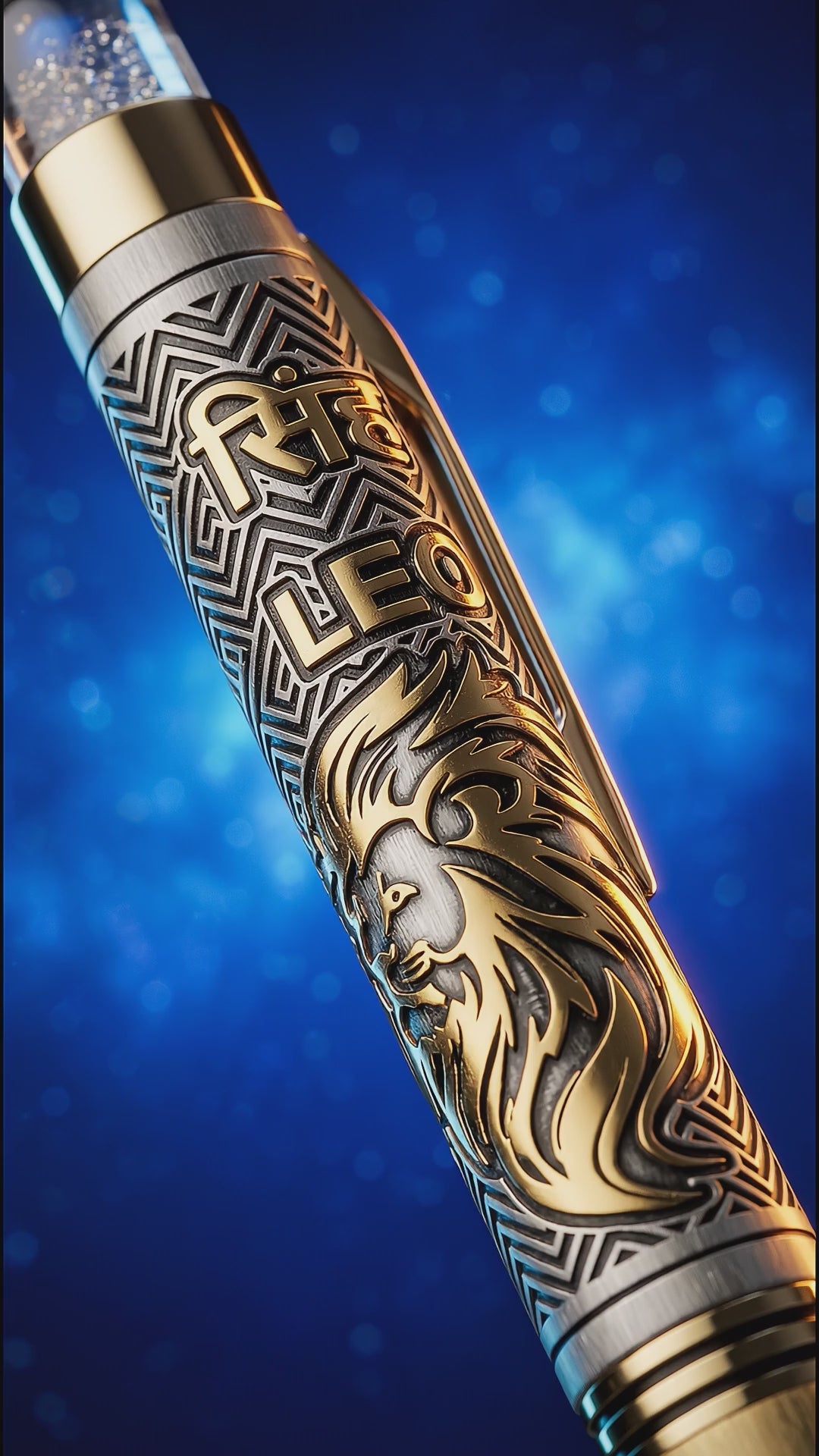 Personalised Aries / मेष Zodiac Engraved Premium Metal Twist Ball Pen with Crystal Top