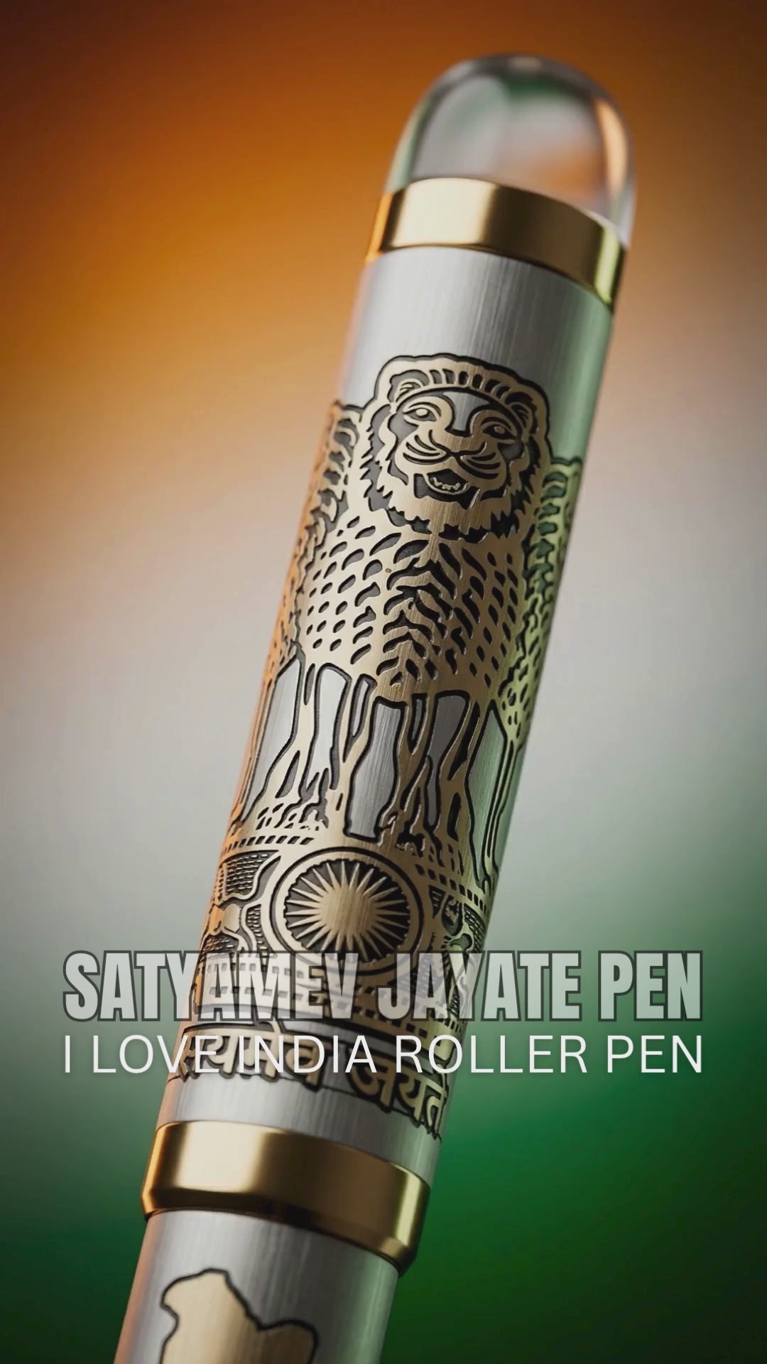 Satyamev Jayate X I love India Engraved Premium Metal Roller Pen With Crystals on Top