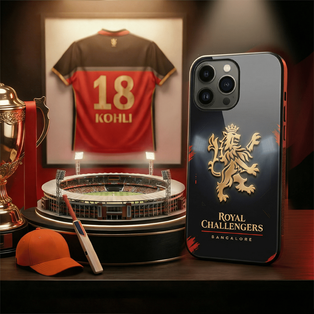RCB Golden Lion Black Edition - IPL Edition Metallic Glossy Finish TPU 360° Protection Phone Case - The Gifting Era