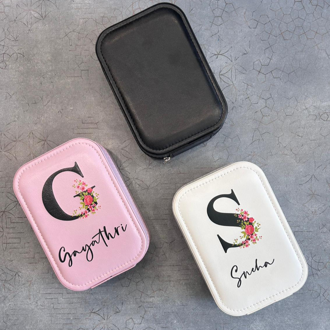 Personalised Printed Jewellery & Makeup Organiser Vanity Box with Rechargeable Touch Sensor Led Mirror - 3 Light Mode - The Gifting Era
