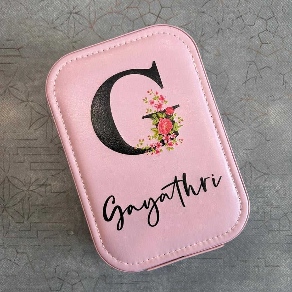 Personalised Printed Jewellery & Makeup Organiser Vanity Box with Rechargeable Touch Sensor Led Mirror - 3 Light Mode - The Gifting Era