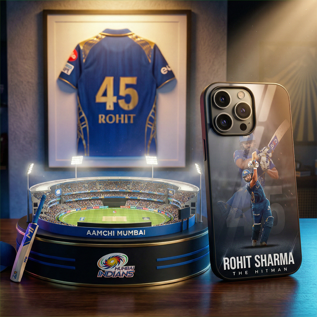Rohit Sharma The Hitman 45 - IPL Edition Metallic Glossy Finish TPU 360° Protection Phone Case - The Gifting Era
