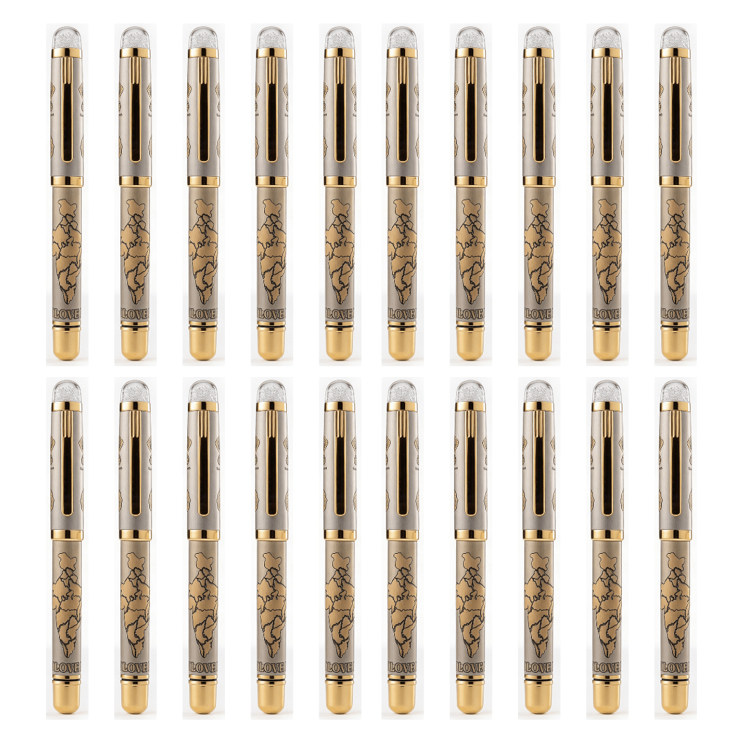 Satyamev Jayate X I love India Engraved Premium Metal Roller Pen With Crystals on Top - The Gifting Era