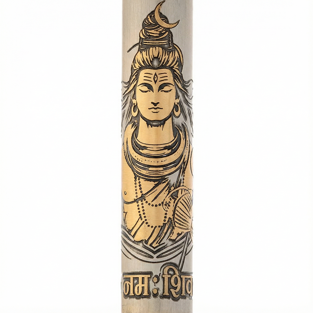 Personalised Sacred Lord Shankar Mahadev Metal Roller Pen with Rudraksh Bead Embed - The Gifting Era