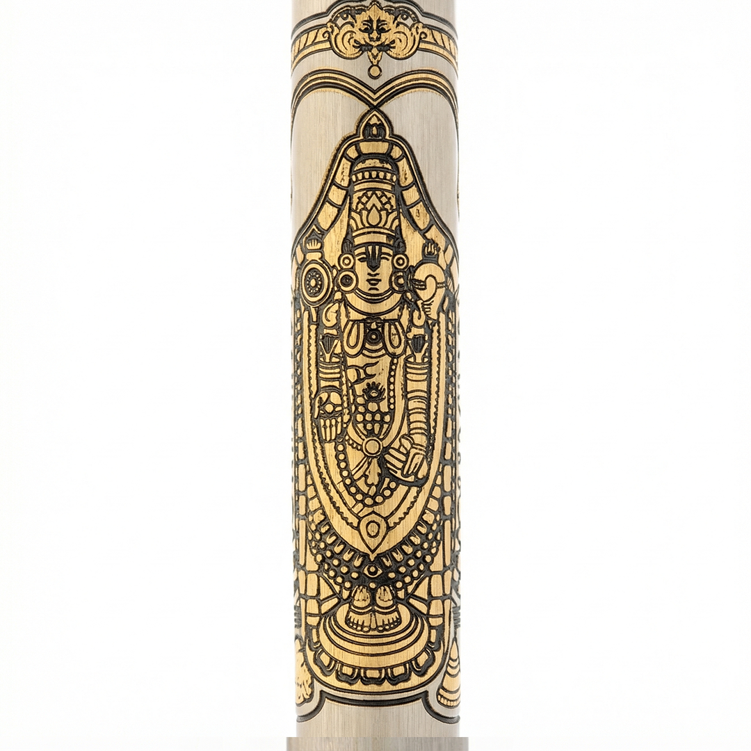 Personalised Sacred Lord Tirupati Balaji Metal Roller Pen with Rudraksh Bead Embed - The Gifting Era
