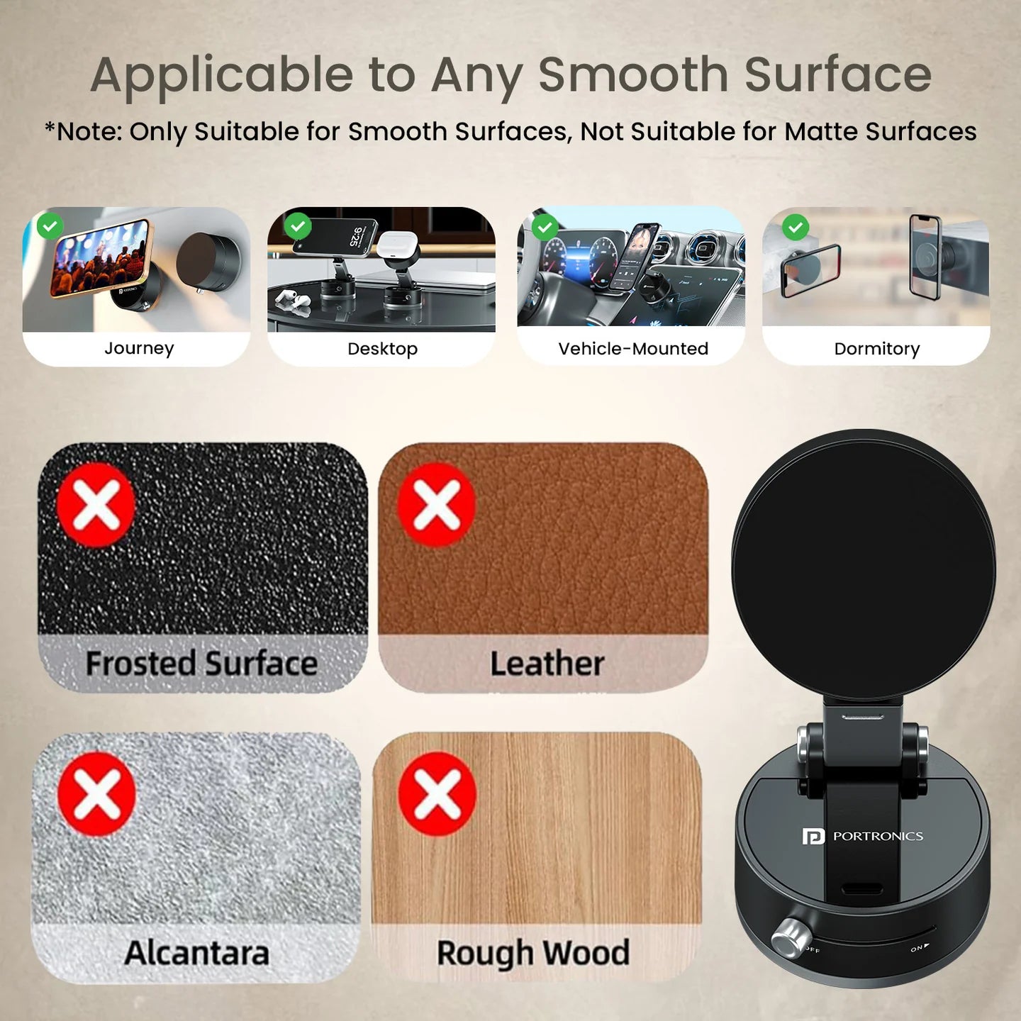 Smart Foldable Ultra Magnetic Vacuum 360° Mobile Holder for Car, Outdoors & Indoors