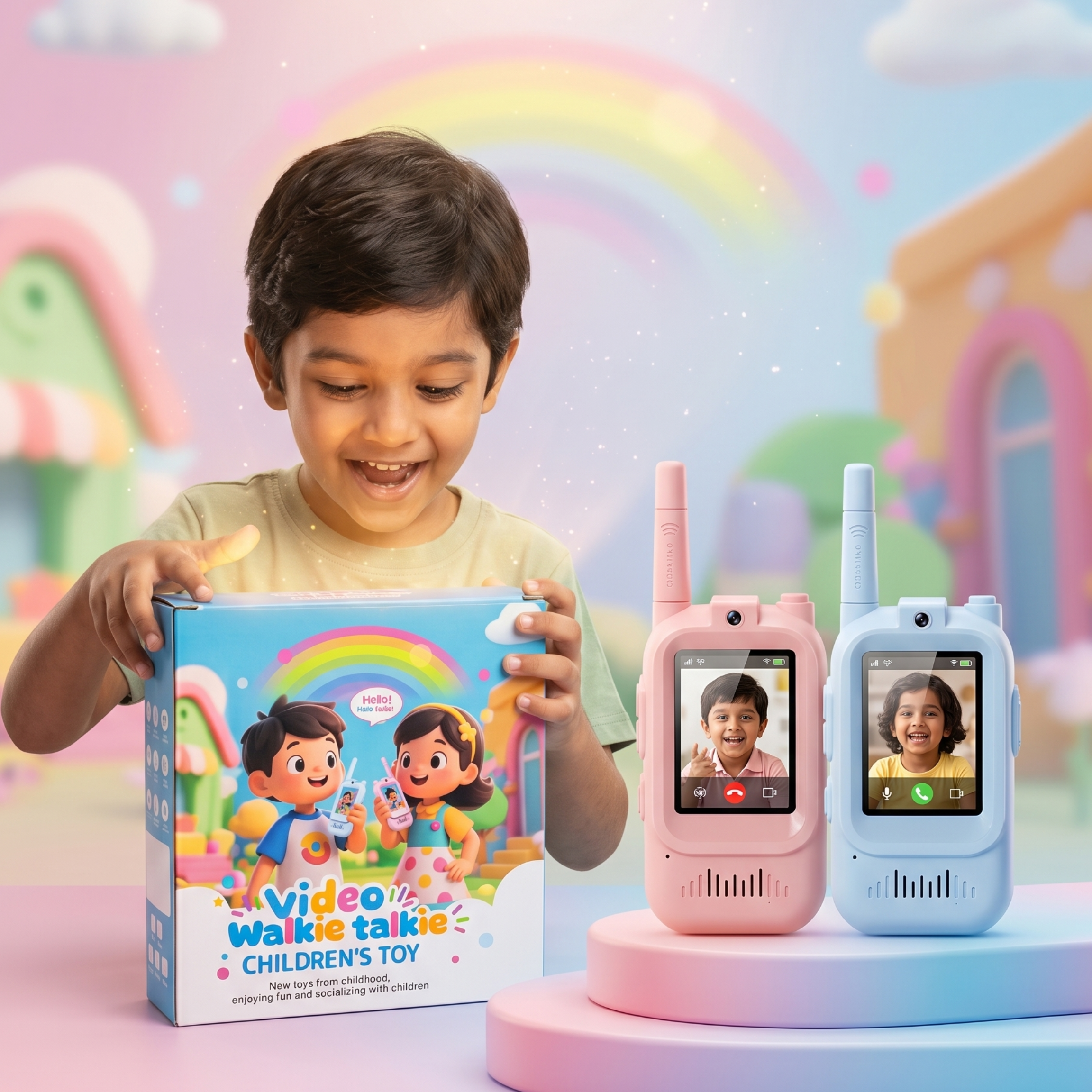 Kids Smart Video Walkie Talkie - HD Camera, Voice Changer, & Screen Display - The Gifting Era